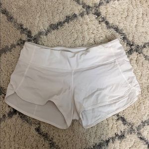 White lululemon speed shorts 2.5”